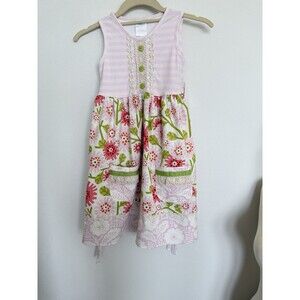 Peaches ‘n Cream Pink & Multi Color Girls Size 6 Garden Party Sun Dress Floral
